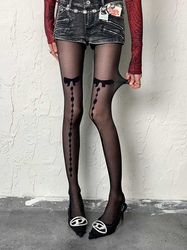 Black Gothic Bowknot Tights