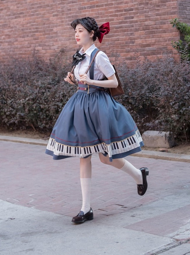 skirt + tie supp piano short Elegant ribbon design pendant + jacket