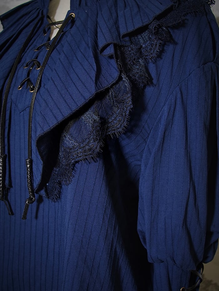 Pirate Shirt Ouji Dark Blue Long Vibes Sleeves Lolita