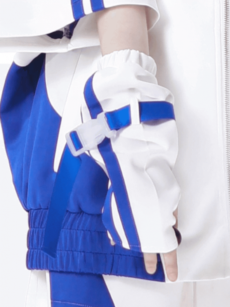 White Blue Design and Sleeves Strap