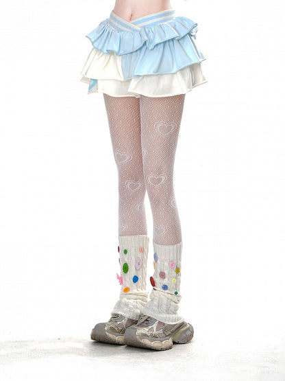 Apricot & Blue Pointed Waistband Waist Tiered Ruffles Glamorous Mini Skirt