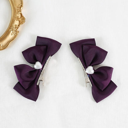of Lolita Hairclips A Heart Pair Bowknot Purple Gothic