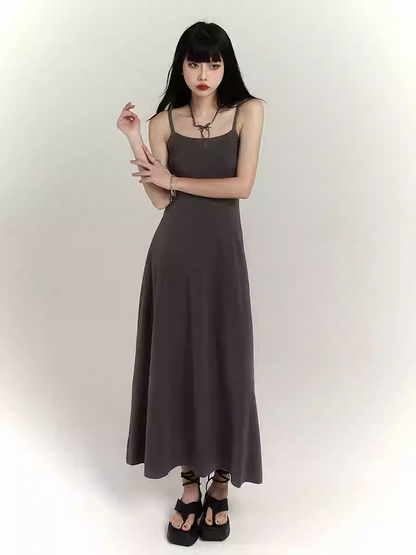 Robe camisole slim glamour grise/noire longueur cheville