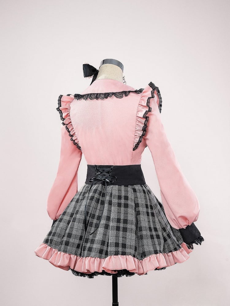 OSHI NO KO Hoshino Ai Jirai Kei Pink Shirt and Gray Skirt Lolita-Style Cosplay Costume