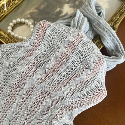 und Perlenanhänger/Blumenbesatz unter dem Knie Hohlsocken/Graue Strümpfe Strumpfhose/Bein Grau Sternförmig mit Strängen Schleife Halbtransparent