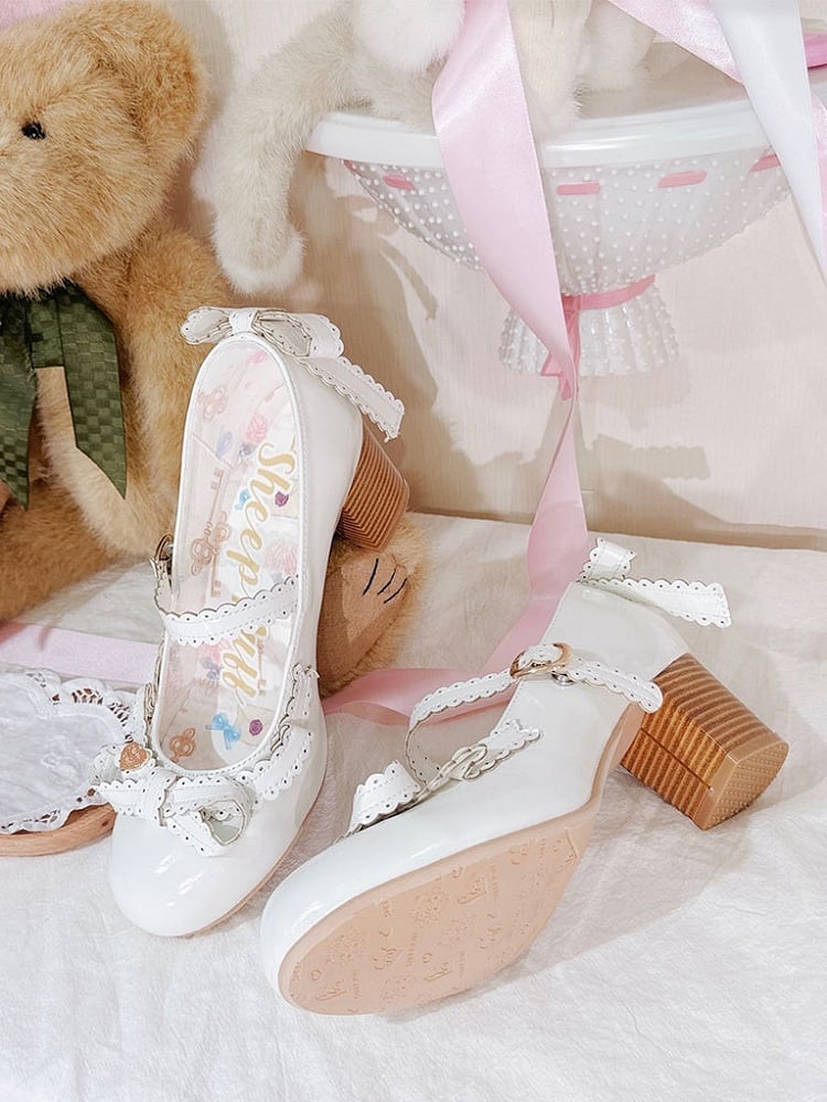 Top Decorated at Mary Janes Heart Bow White