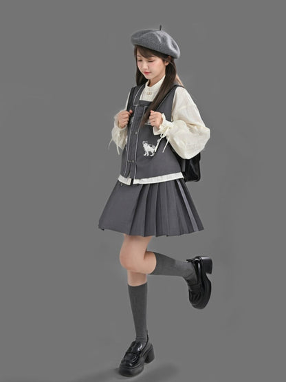White Cheongsam Style Shirt with Self-tie Strap at Cuff