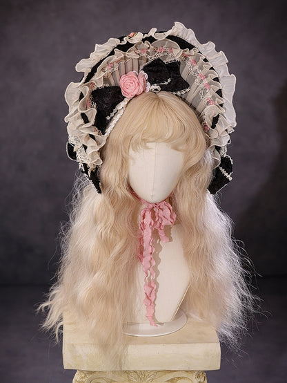 Pink / Red / Black / Green / Gray / Beige / Blue Lolita Bonnet