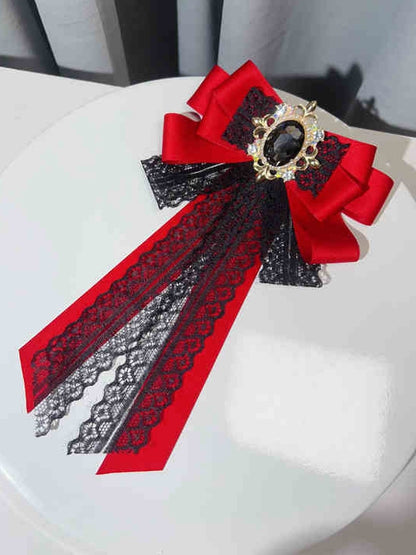 Vintage Rhinestones Bow Tie Lace Details