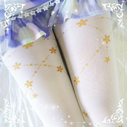 Collants à motif Sakura noir/blanc