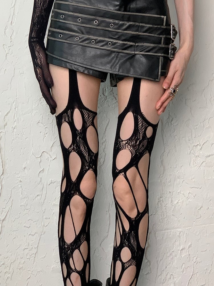 Design Red Asymmetrical Cut-out Black/Wine Details Y2K Suspender