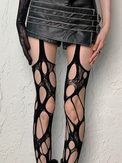 Design Red Asymmetrical Cut-out Black/Wine Details Y2K Suspender