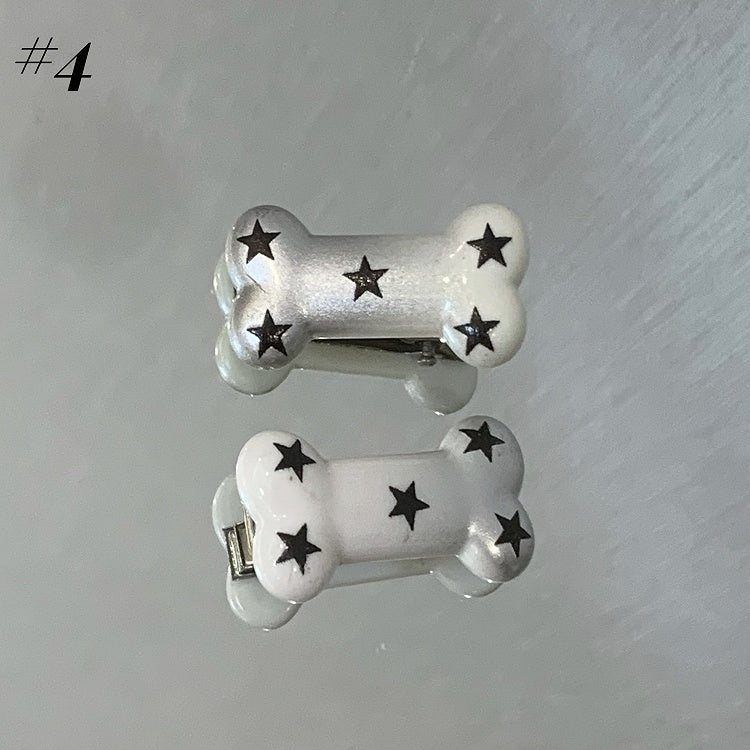 Barrettes à cheveux en forme d'os/de poisson Y2K