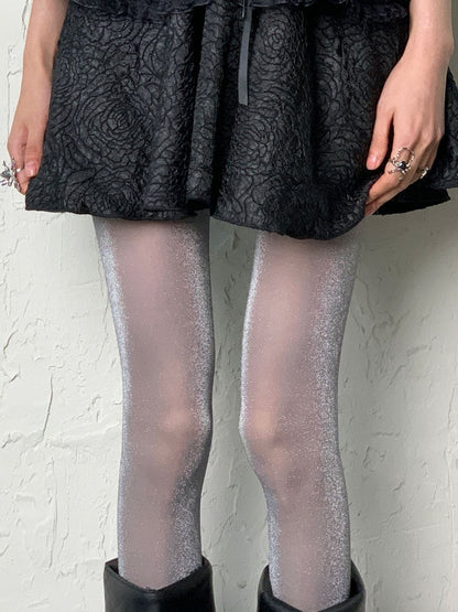 Light Grey Y2K Shimmering Tights