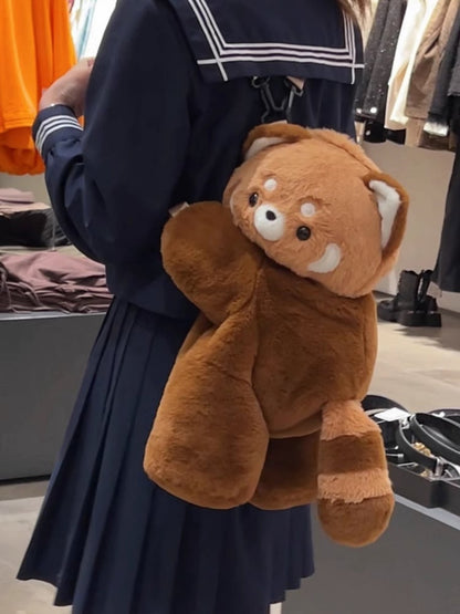 Cute Red Panda Brown Plush Backpack/Crossbody