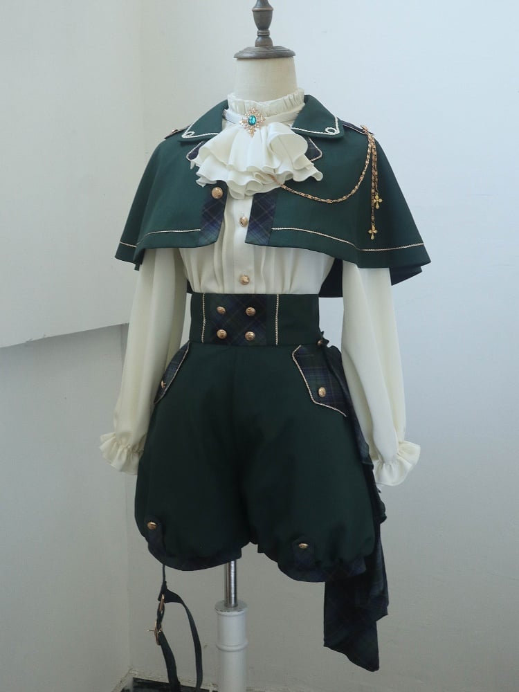 Slytherin Green Ouji Lolita Set Cape + High Waist Shorts