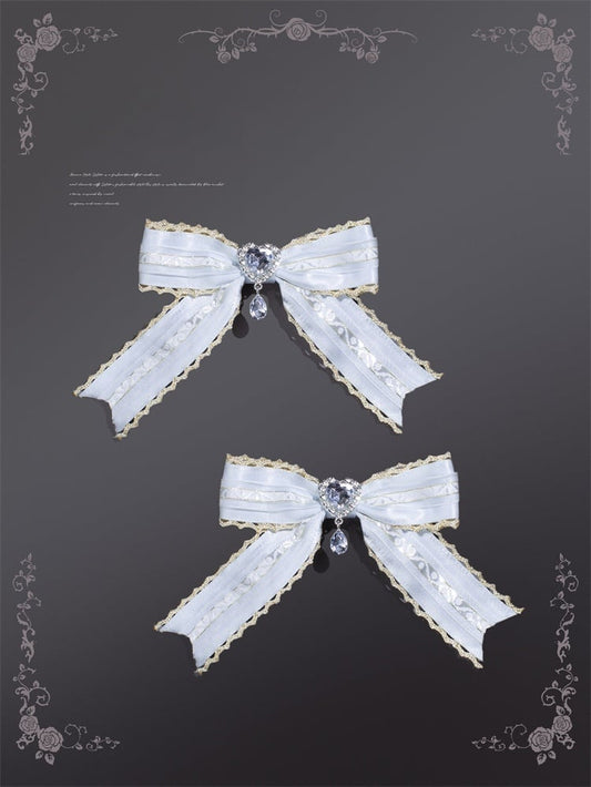 Sweet Lolita Blue Bow Rhinestones Embellished Hairclips
