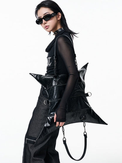 Gothic Punk Black Foldable Four-pointed Star Bag