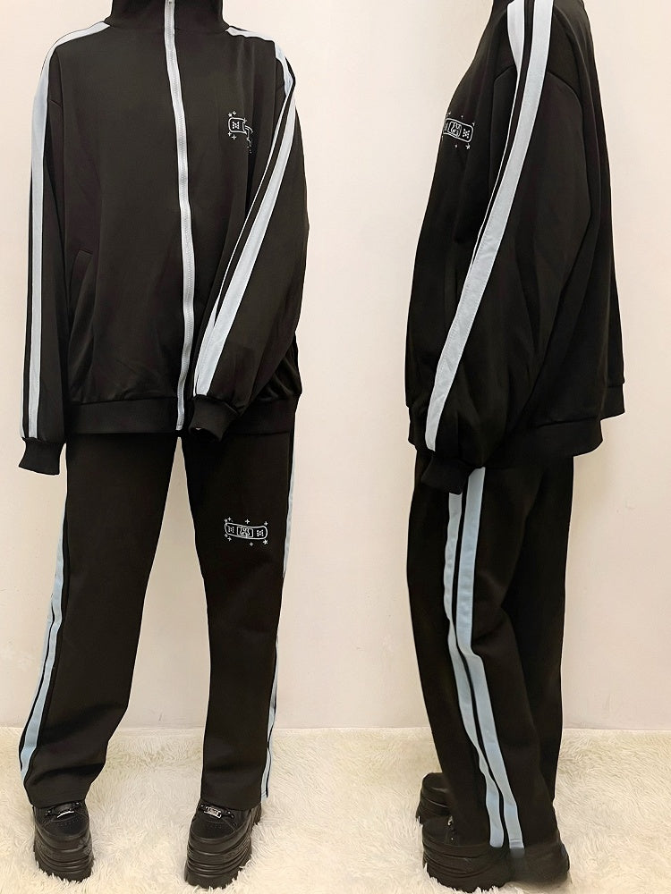 Straight-leg Pants Kaiwai Bunny BlackBlue Cut Embroidery Star Tenshi And