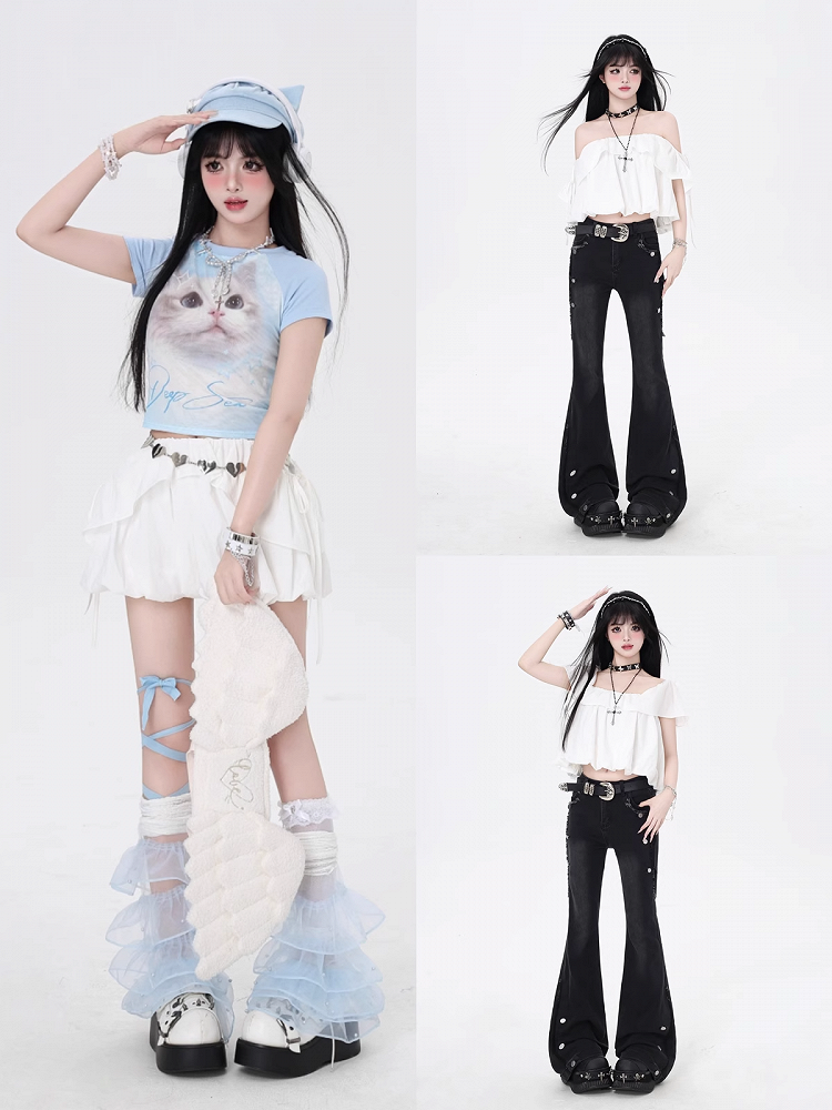Skirt Ways White Three Wear Top/Bubble