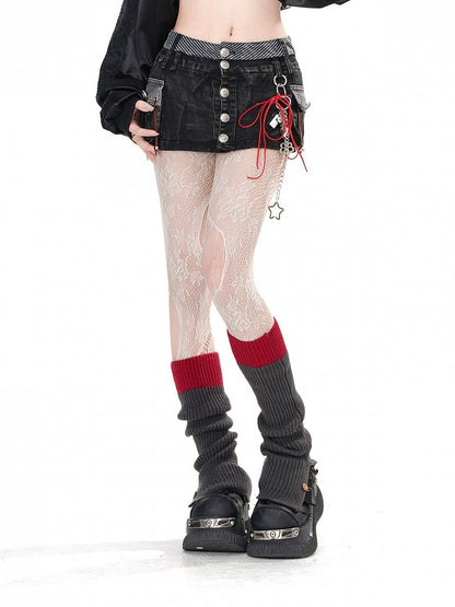 Black Denim Pockets Silver-tone Buttons Glamorous Slim-fitting Mini Skirt