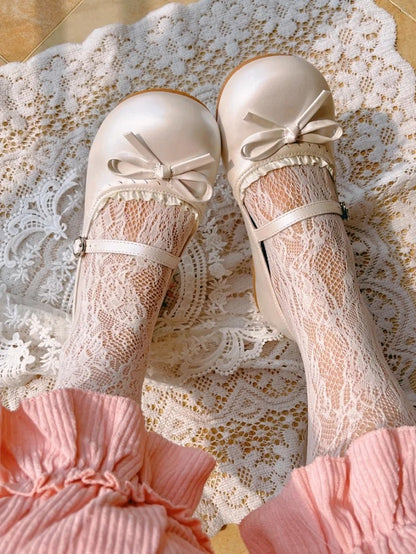 Flache weiße Schuhe Mary in Round Jane Sweet - Lolita
