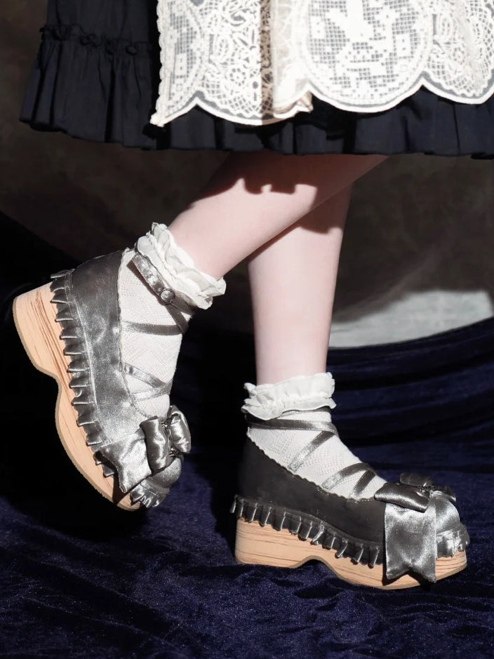 Platforms Lolita PU - Crisscross Silver Sweet Design