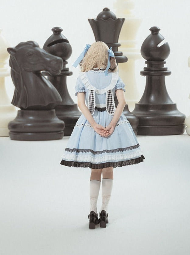 Apron Girl Sweet Dress Check + Bunny