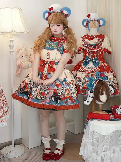 Puppy's Toy House Creamy High Waist Sweet Lolita JSK / Full Set