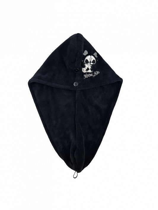 Black Drying Wrap Hair White Grim and Gothic Towel Reaper