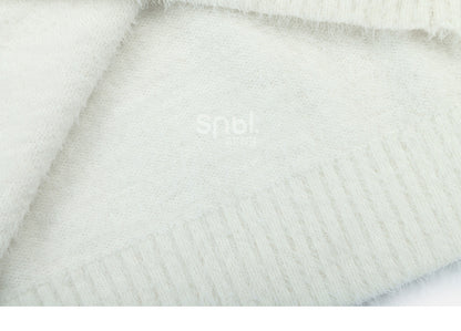 Pompons Decorated Pullover White Sweater