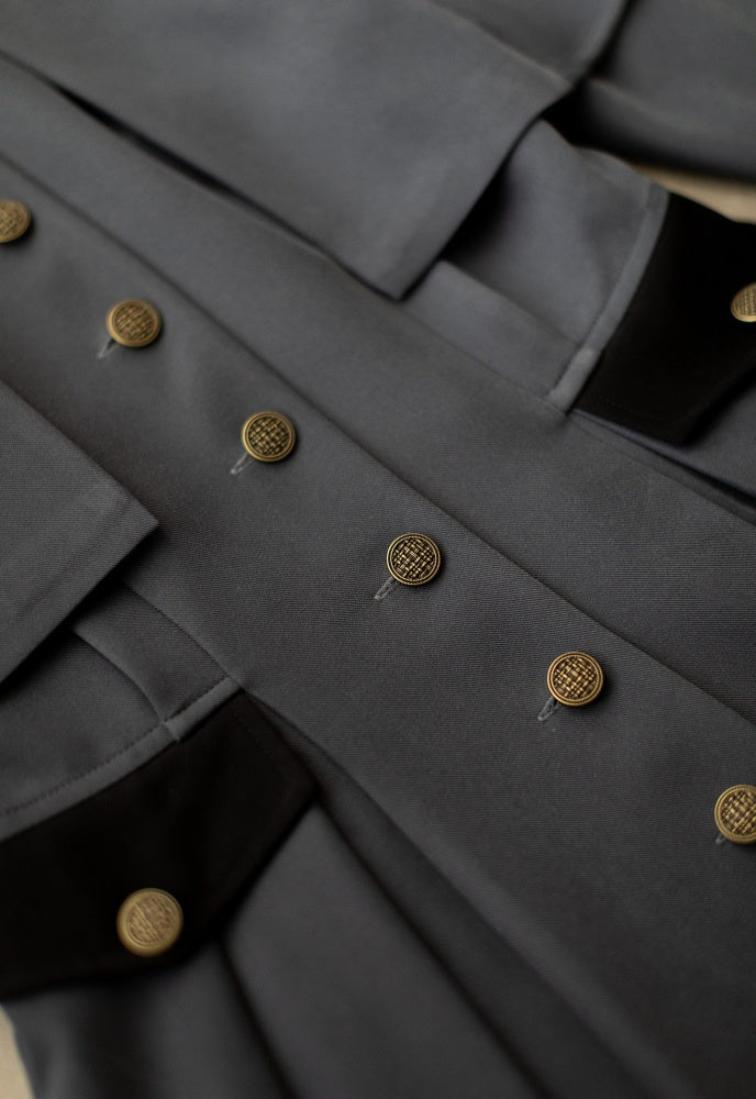 Dark Gray Autumn and Winter Classic One Piece Front Button Placket