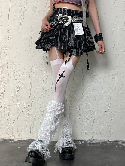 Strap White Y2K Bittersweet Sleeves Star Leg Self-tie Pattern
