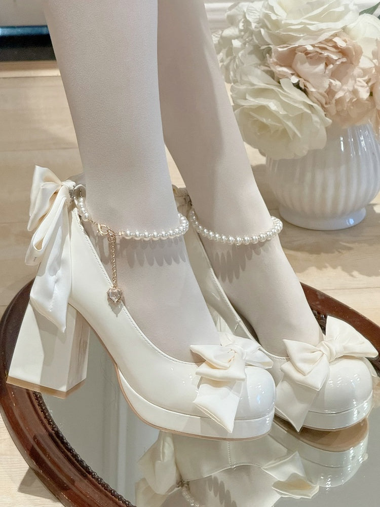 Sweet Toe Mary Bowknot White Janes Plateaudetails Lolita Runde Schuhe