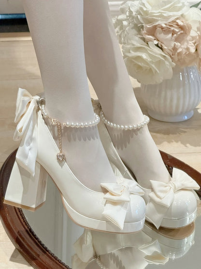 Sweet Toe Mary Bowknot White Janes Plateaudetails Lolita Runde Schuhe