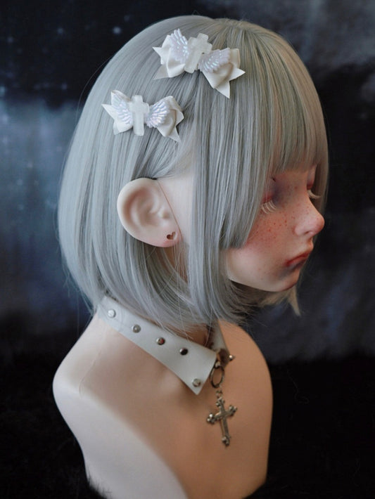Barrettes à cheveux blanches en forme de croix gothique