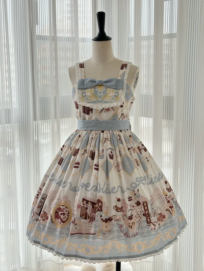 Robe Lolita taille haute à imprimé lapin Alice au pays des merveilles