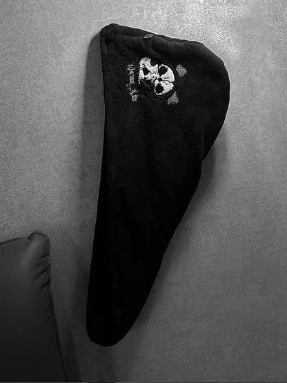 Black Drying Wrap Hair White Grim and Gothic Towel Reaper