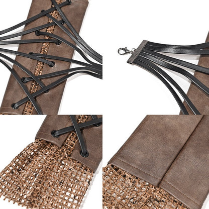 Wasteland Punk Lace-up Detail Brown Sleeves
