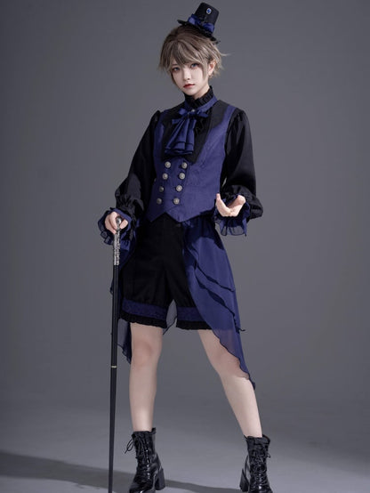 Ouji Fashion Dark Blue Waistcoat Black Butler Ciel Phantomhive Vibes