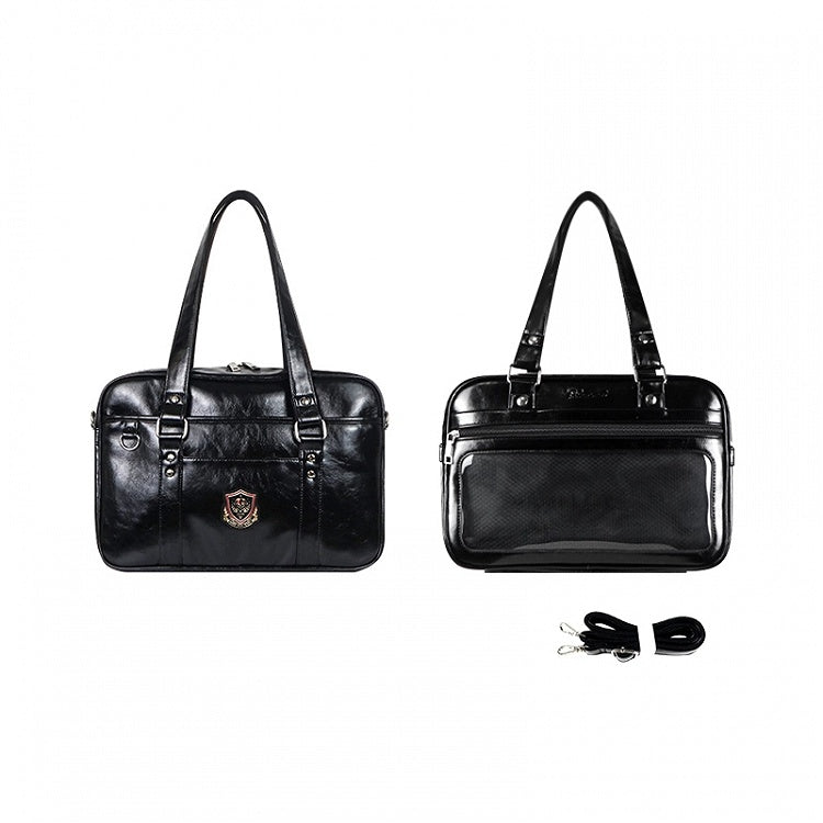 Leather Uniform Style Ita Transparent-window Black Bag PU JK