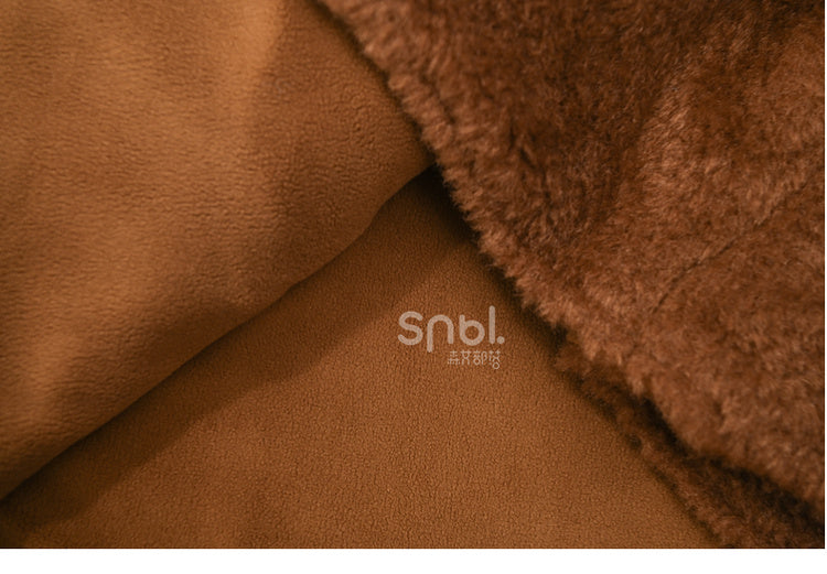 Brown Cute Capybara Hood Zip Closure Fleece Hooded Cape