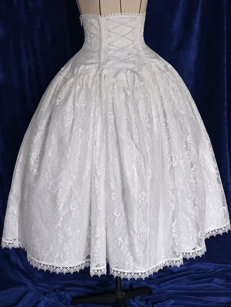 Lolita High Super Long White Skirt Gothic Version Waist