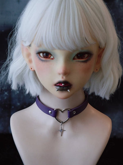 Gothic Kreuz Lila Anhänger Herz Choker