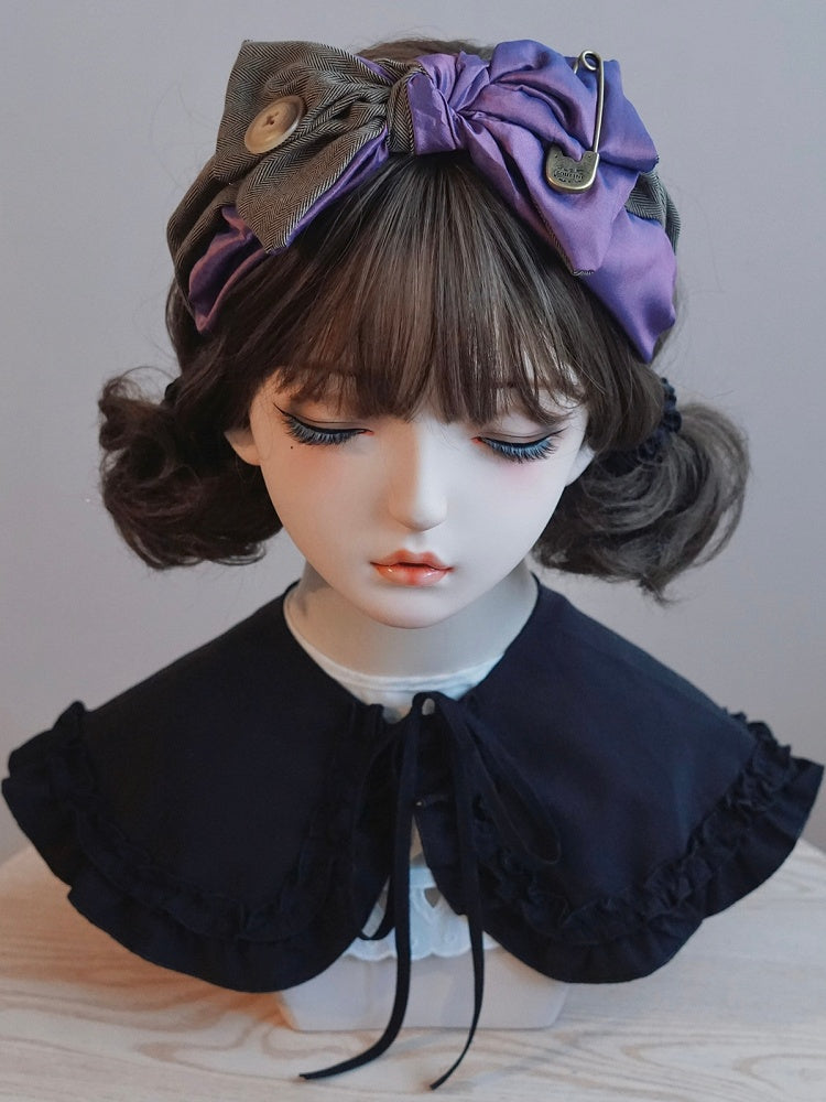 Decorated Button Big KC Pin And Bow Purple