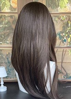 Brown Long Straight Synthetic Wig With Bangs