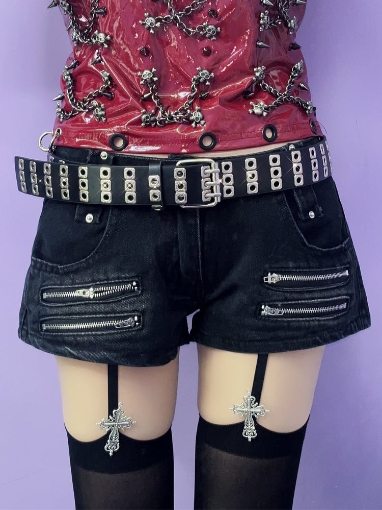 PU Belt Black/Red/White Punk Waist Rock