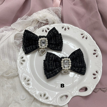 Accent Options Beaded Heart Charm Rhinestone Jirai Kei Bow Hairclips 5