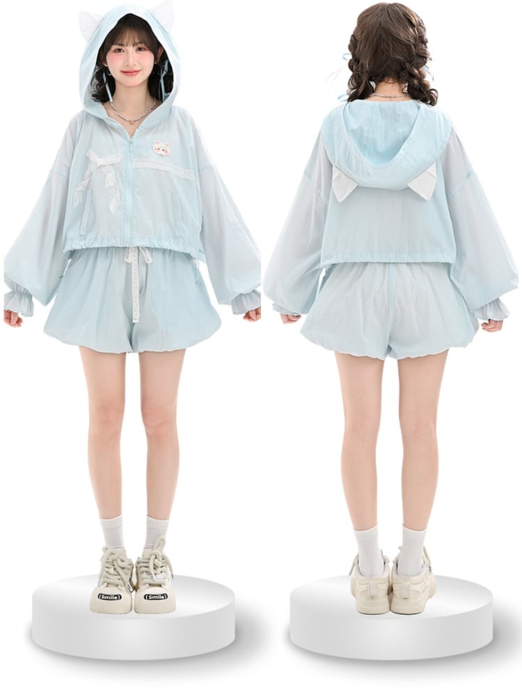 Blue Bubble Yume Kawaii Lace Shorts Drawstring