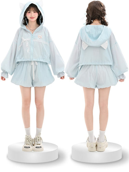 Blue Bubble Yume Kawaii Lace Shorts Drawstring